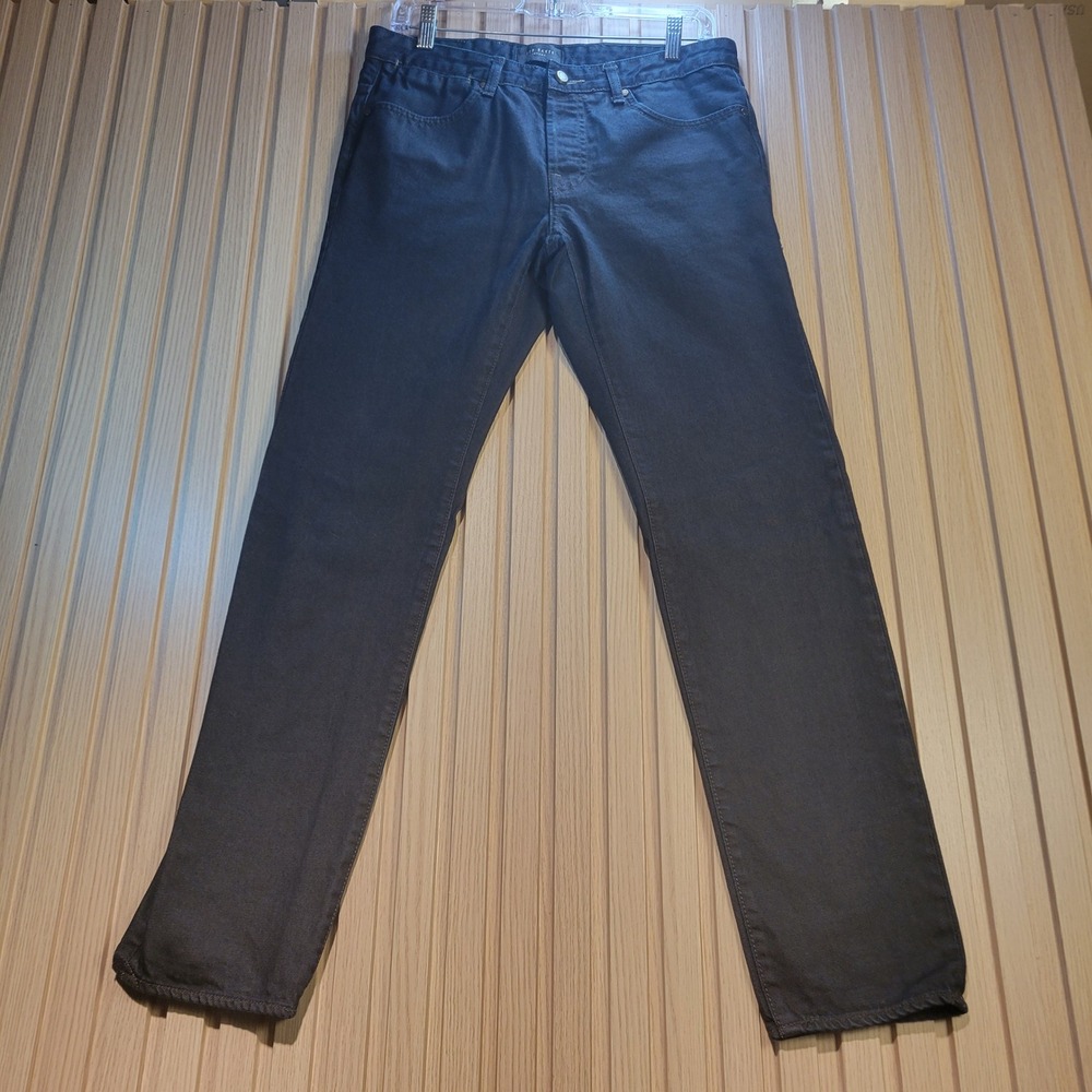 Ted Baker London Mens Dark Wash Straight Leg Jeans Indigo Button Fly 30R